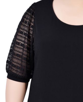 Plus Size Short Burnout Sleeve Scoop Neck Top