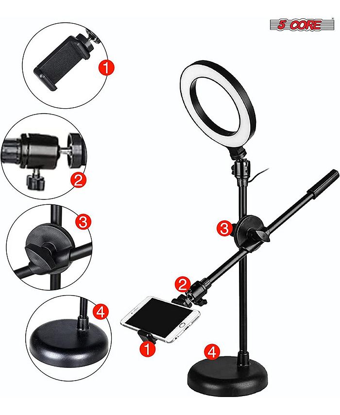 5 Core 6'' Ring Light Overhead Phone Mount LED Circle Lights 360