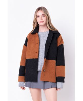 Women's Oversize Teddy Check Jacket
