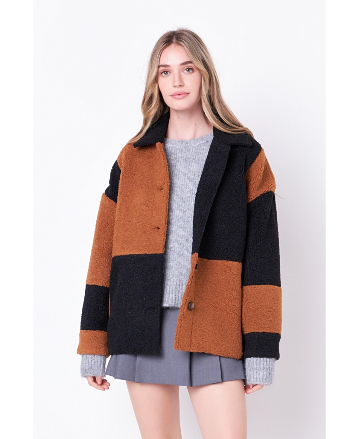 Women's Oversize Teddy Check Jacket