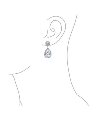 Classic Statement 7CT CZ Large Pear Shaped Cubic Zirconia Pave Halo Teardrop Chandelier Dangle Earrings