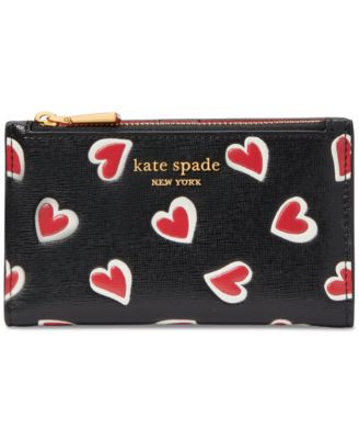 kate spade new york - Morgan Stencil Hearts Printed Saffiano Leather Slim Bifold Wallet