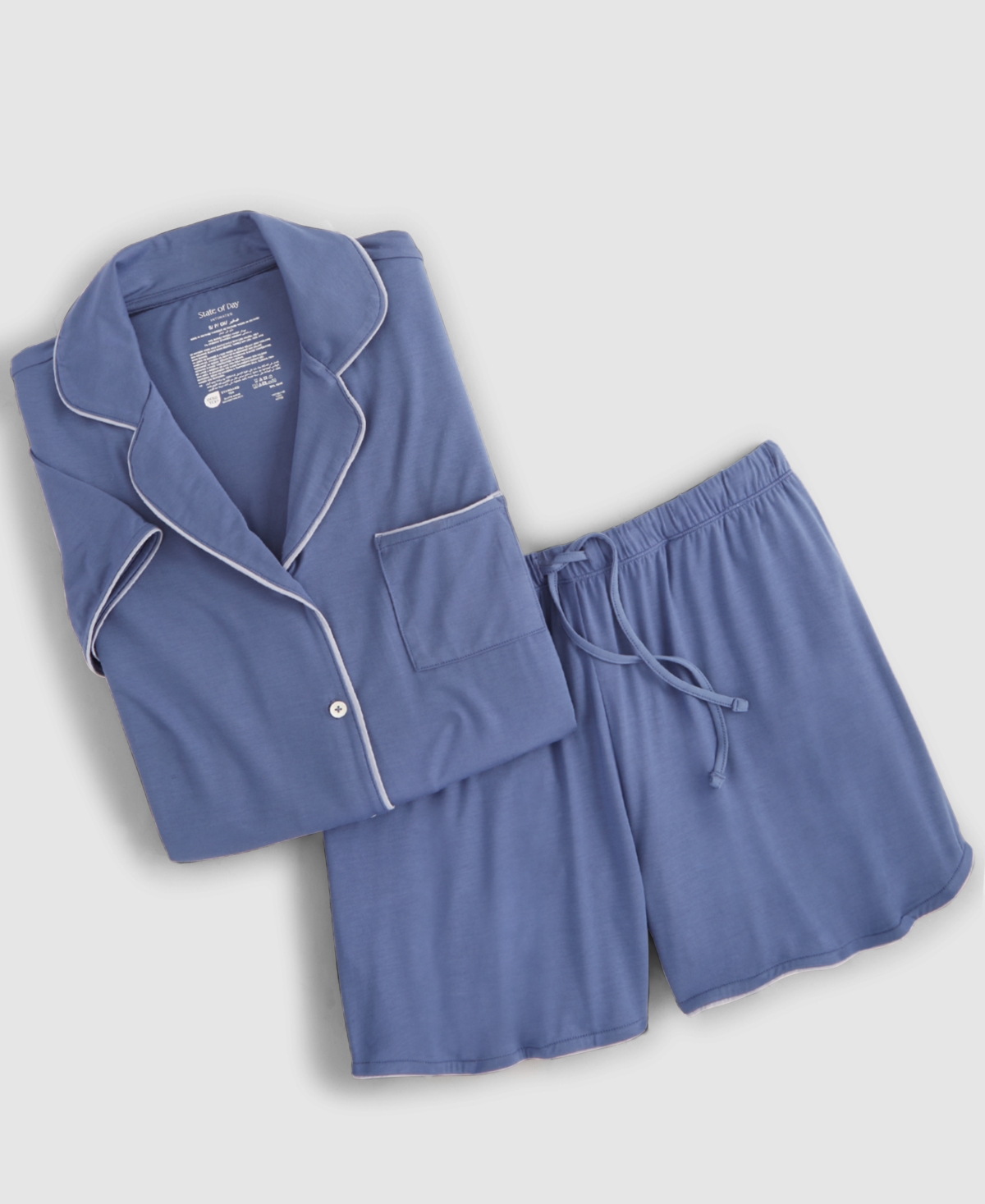 State of Day Women's 2-Pc. Short-Sleeve Notched-Collar Pajama Set Xs-3X, Created for Macy's
