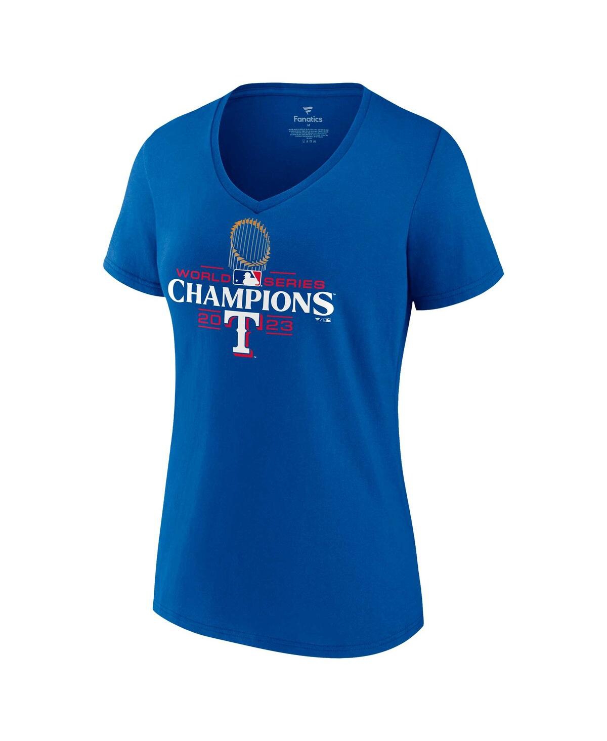 Fanatics Branded Royal Texas Rangers 2023 World Series Champions Plus Size Trophy Logo V-neck T-shir In Royal