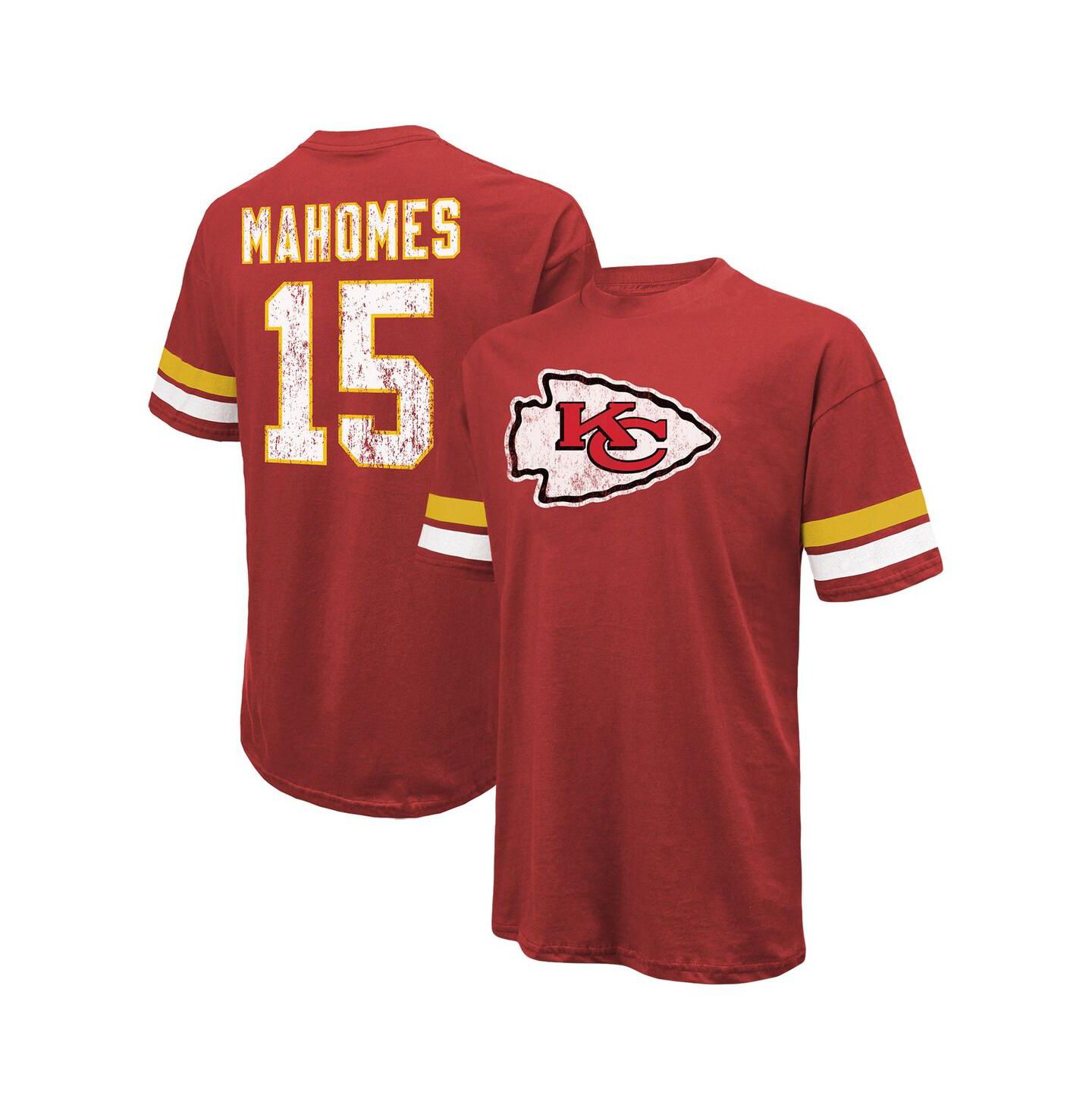 Мужская футболка Majestic Threads Patrick Mahomes Red Distressed Kansas City Chiefs Name and Number Oversize Fit — фото 1