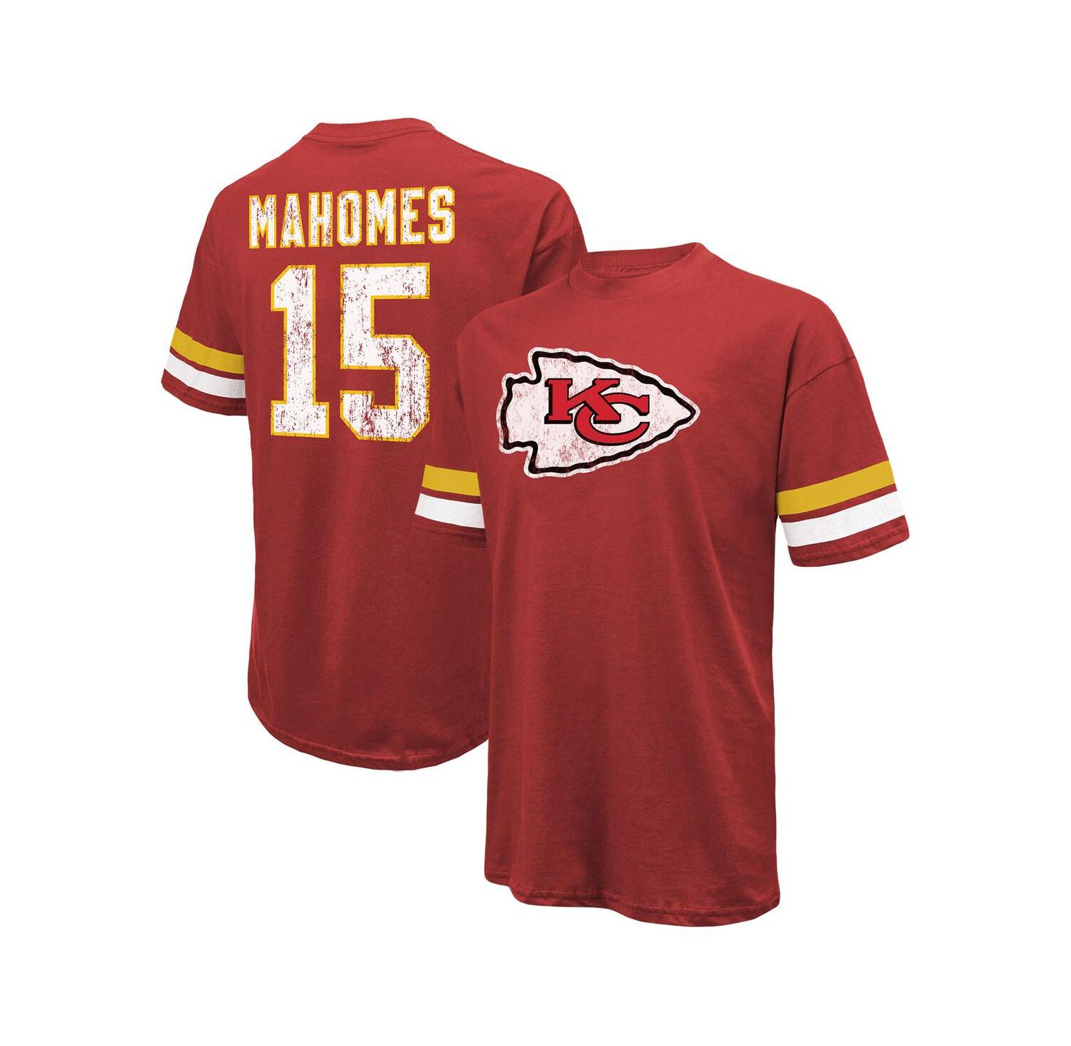Men's Threads Patrick Mahomes Red Distressed Kansas City Chiefs Name and Number Oversize Fit T-shirt