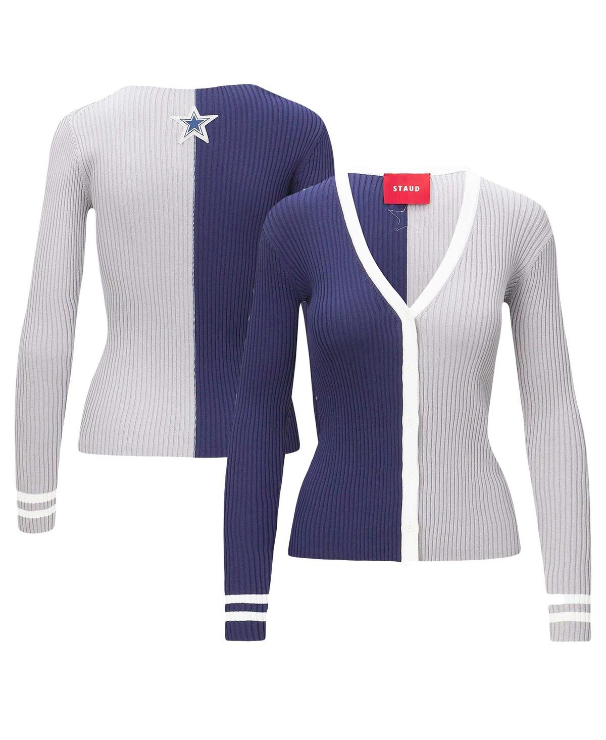 Women's Staud Navy, White Dallas Cowboys Cargo Sweater - Navy, White