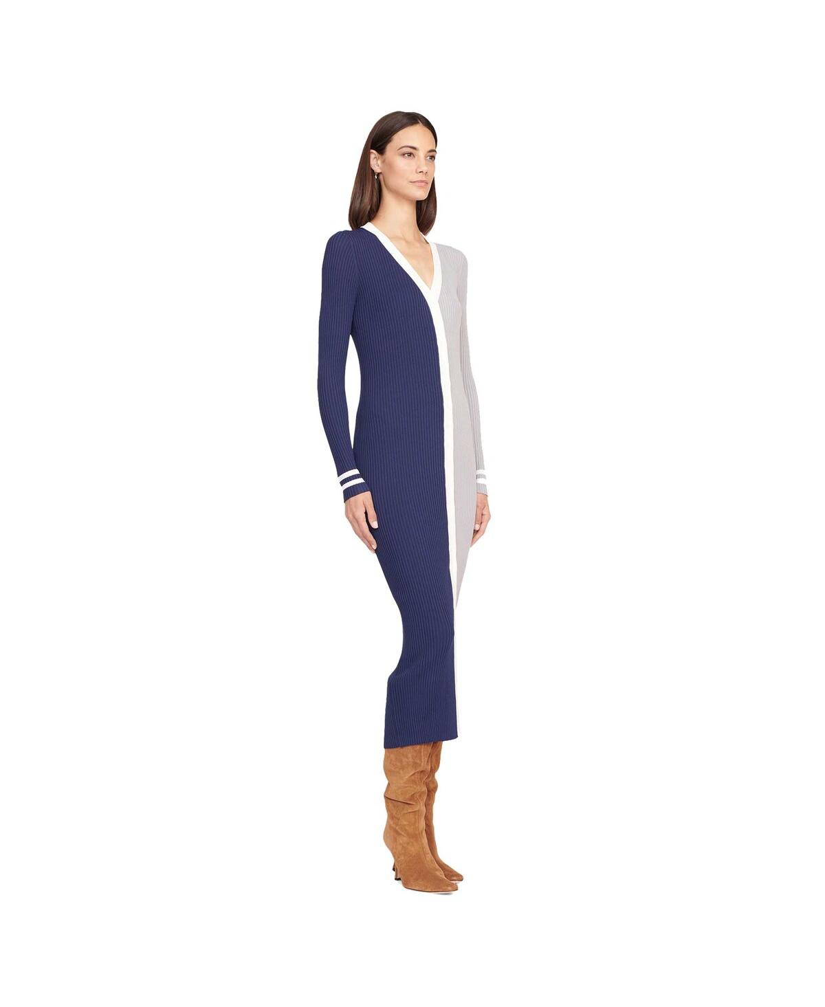 Staud Women's  Navy, Gray Dallas Cowboys Shoko Knit Button-up Sweater Dress In Navy,gray