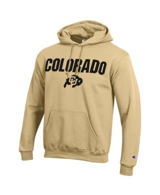 Men's Gold Colorado Buffaloes Straight Over Logo Powerblend Pullover Hoodie