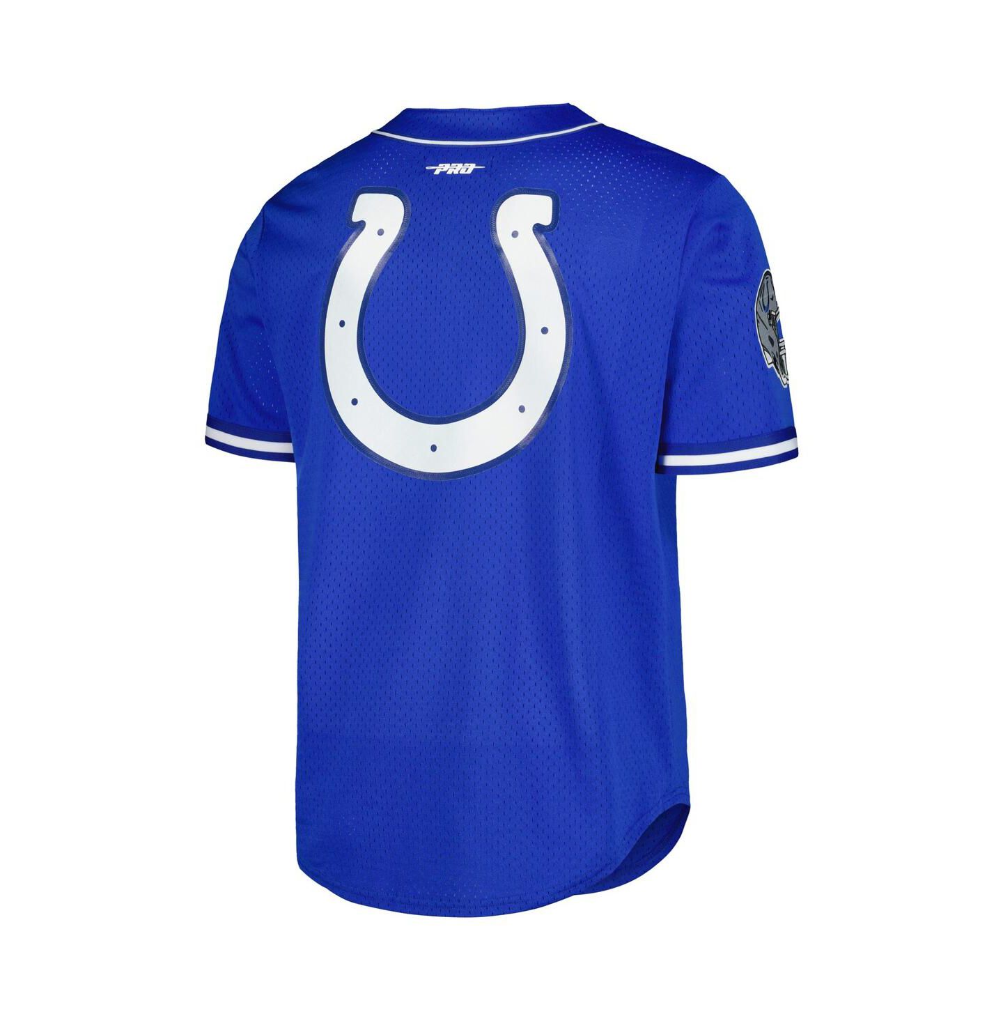 Мужская футболка Pro Standard Anthony Richardson Royal Indianapolis Colts Mesh Baseball Button-Up — фото 2