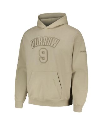 Men's Joe Burrow Tan Cincinnati Bengals Player Name and Number Pullover Hoodie