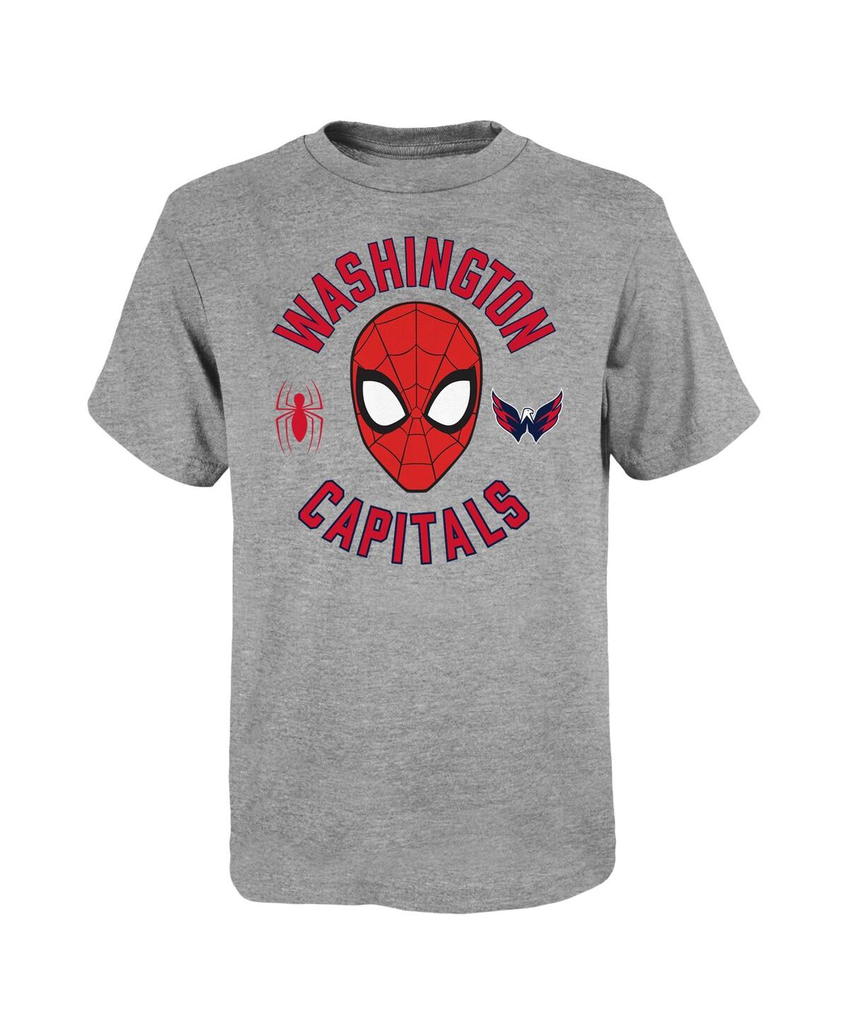 Outerstuff Kids' Big Boys Heather Gray Washington Capitals Mighty Spidey Marvel T-shirt