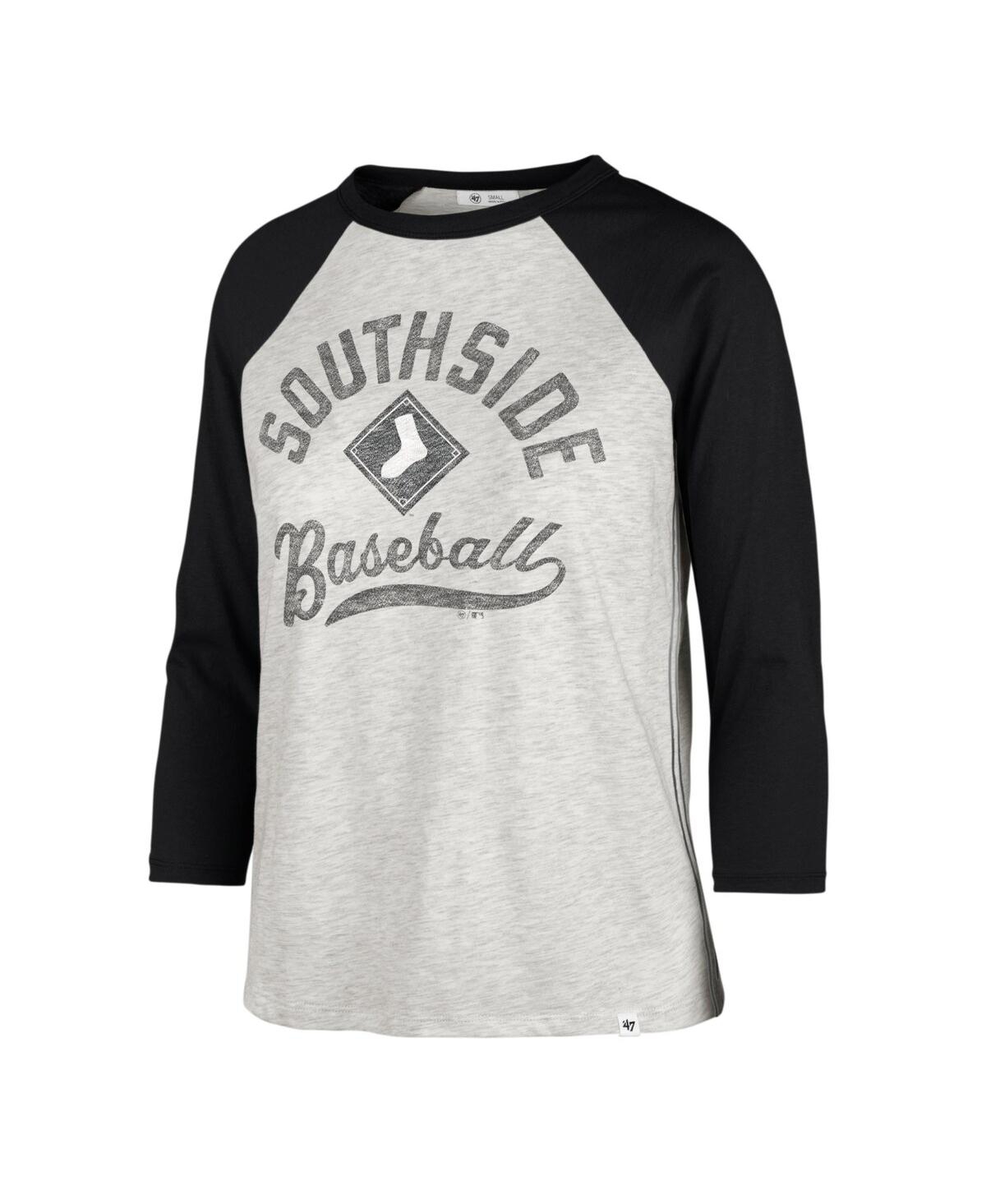 Shop 47 Brand Women's ' Gray Chicago White Distressed Sox City Connect Retro Daze Ava Raglan 3, 4-sleeve T