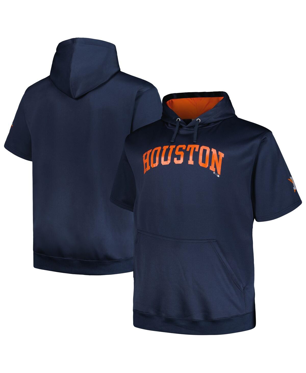 Profile Men's  Navy Houston Astros Big And Tall Contrast Short Sleeve Pullover Hoodie
