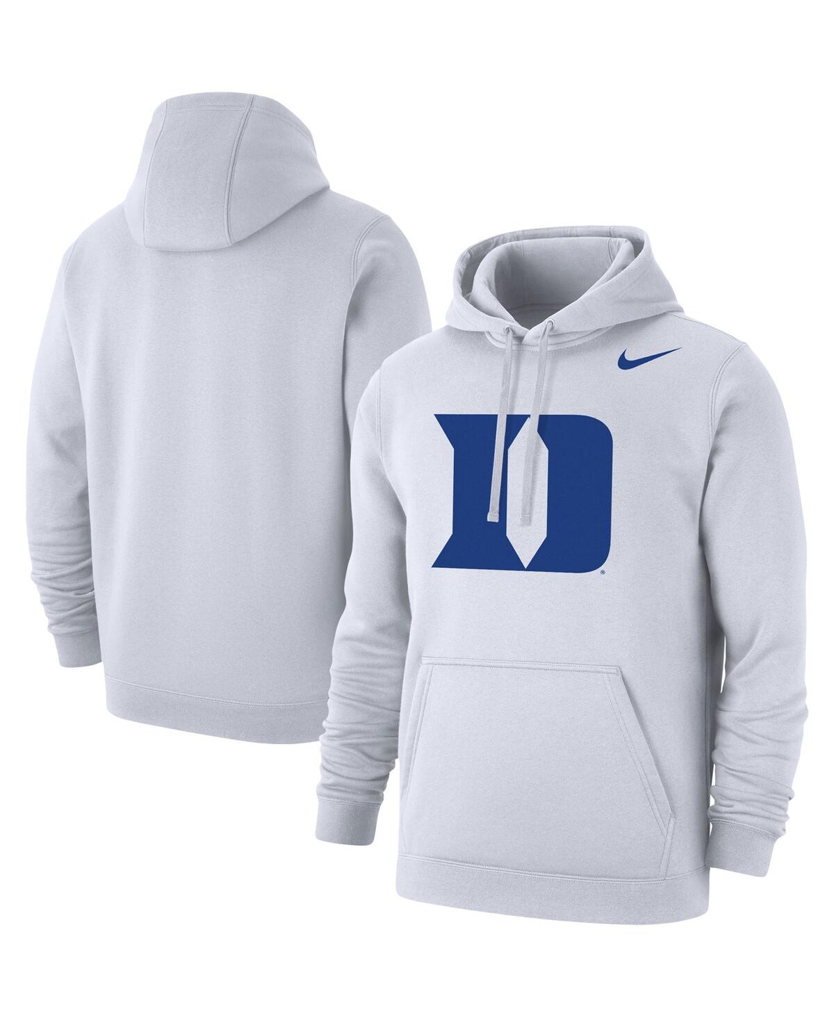 Shop Nike Men's  White Duke Blue Devils Logo Club Pullover Hoodie