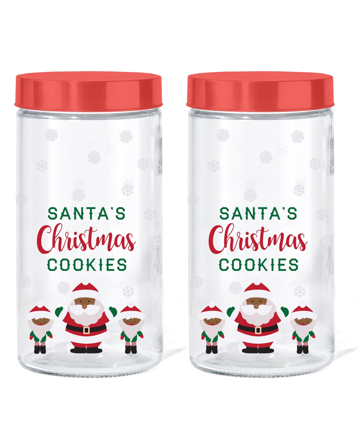 Style Setter Santa's Christmas Cookies Elves Glass Jar, 60 oz In Clear