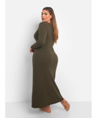 Rebdolls Women's Plus Size Evelyn Ribbed Square Neck Maxi Dress - Macy's