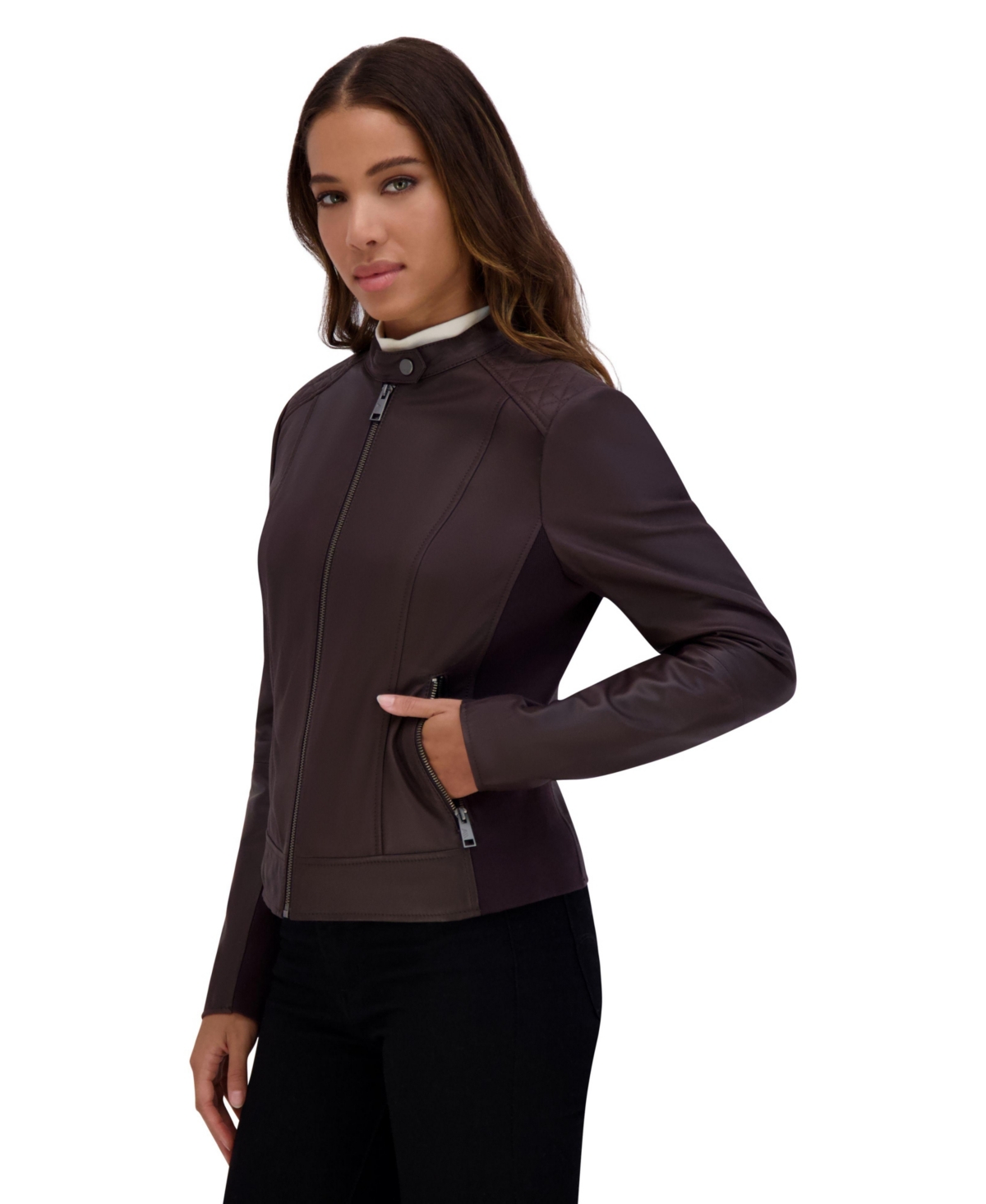 Glenbrook Lightweight Women's Leather Racer Jacket