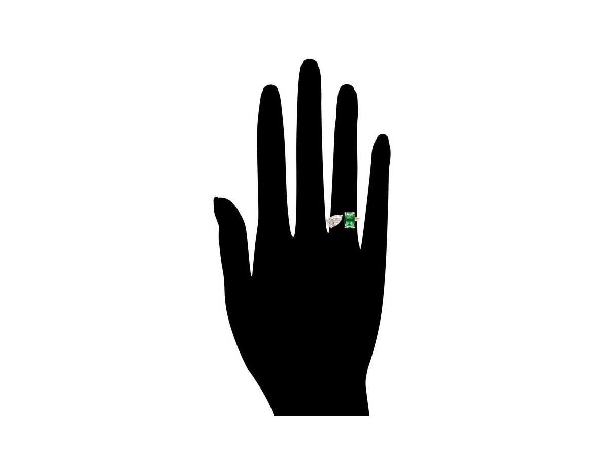 Rivka Friedman Kelly Green Crystal + Cubic Zirconia Open Band Ring - Gold with green + clear cz