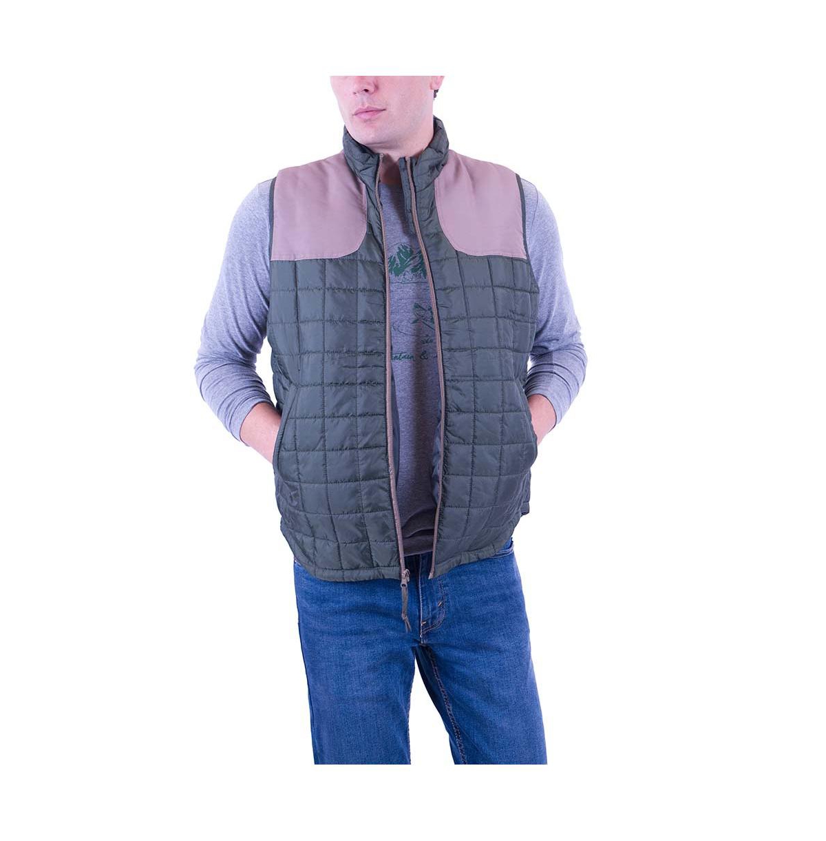 Men's Mountain and Isles Whip-o-Will Box Quilt Vest - Fig leaf/taupe