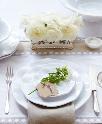 Q Squared Ruffle Round White Melamine Collection