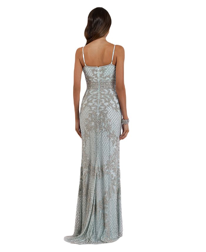 Lara 29540 - Body Con Beaded Silver Petite Dress