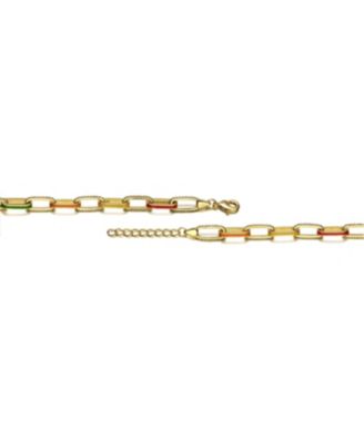 Teens 14k Gold Plated with multi Color Enamel Link & Chain Bracelet
