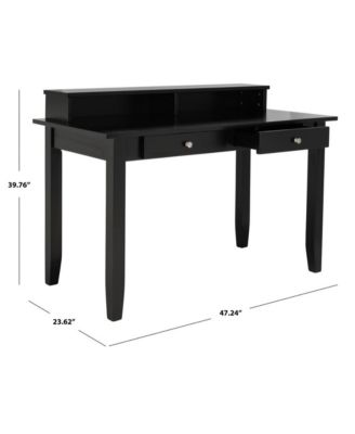 47.2" MDF & Rubberwood Matte Black Desk – Dual Drawers, Open Storage Compartments, Classic-Contemporary Style