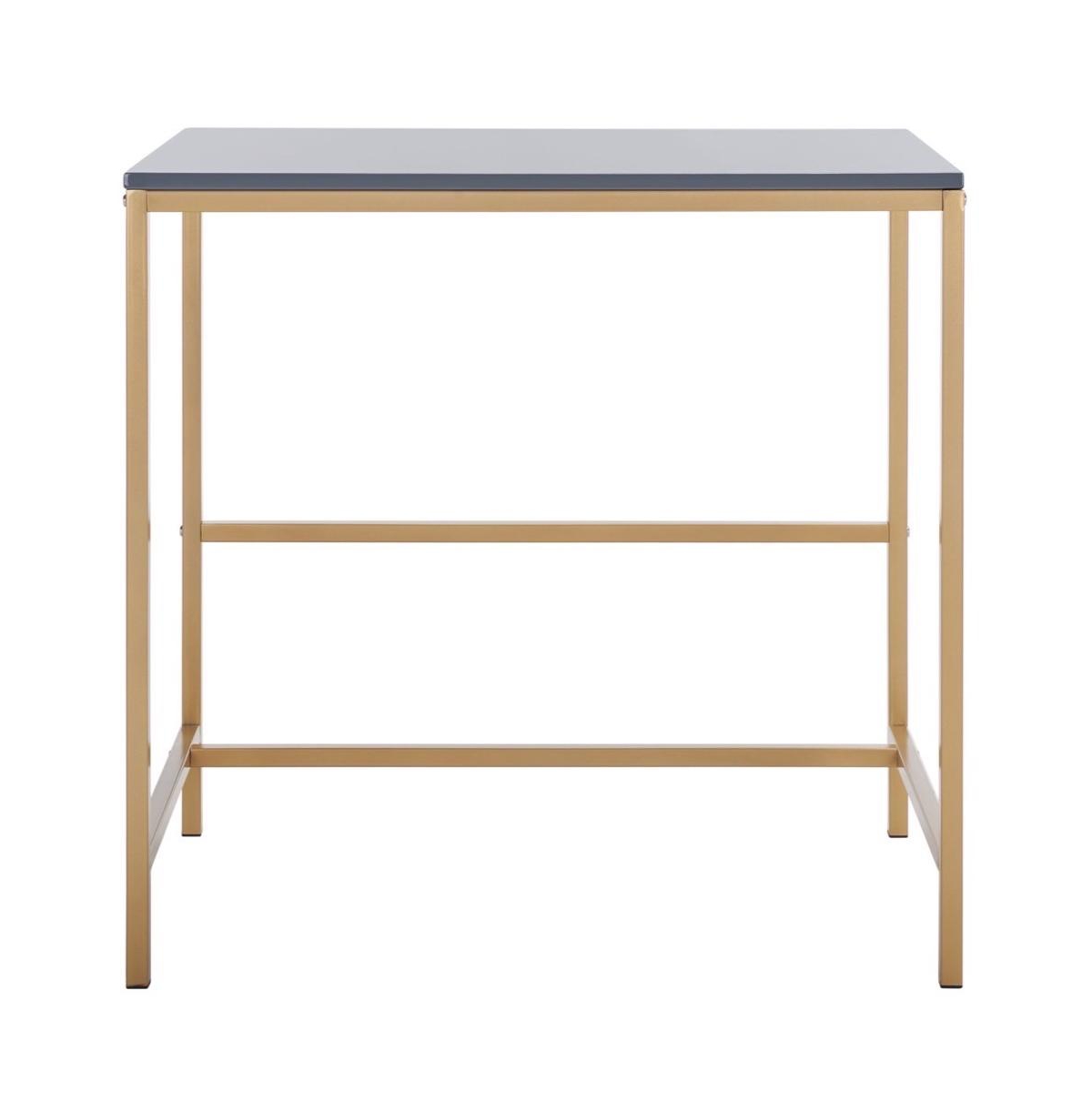 Safavieh Viv Glossy Wooden Desk In Light Grey,gold
