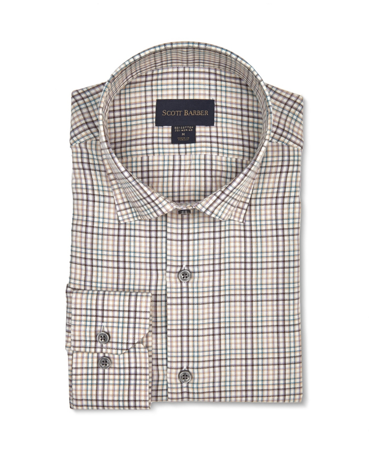Men's Cotton/Merino Check Shirt - Mauve