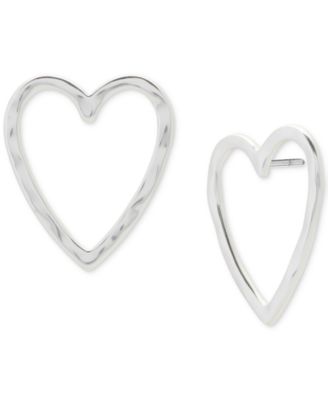 Lucky Brand - Silver-Tone Open Heart Stud Earrings