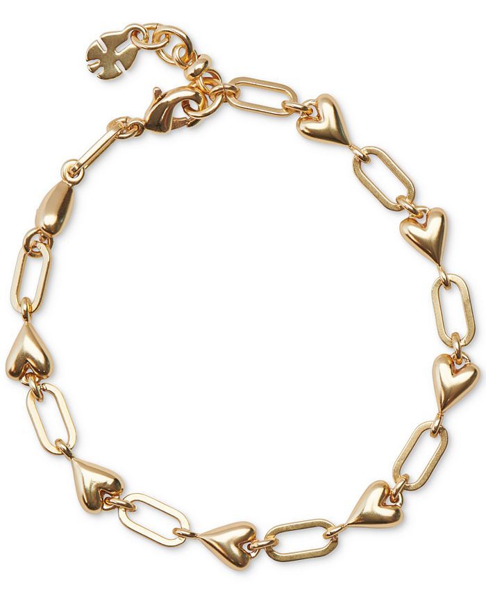 Lucky Brand Gold-Tone Heart Link Bracelet - Macy's