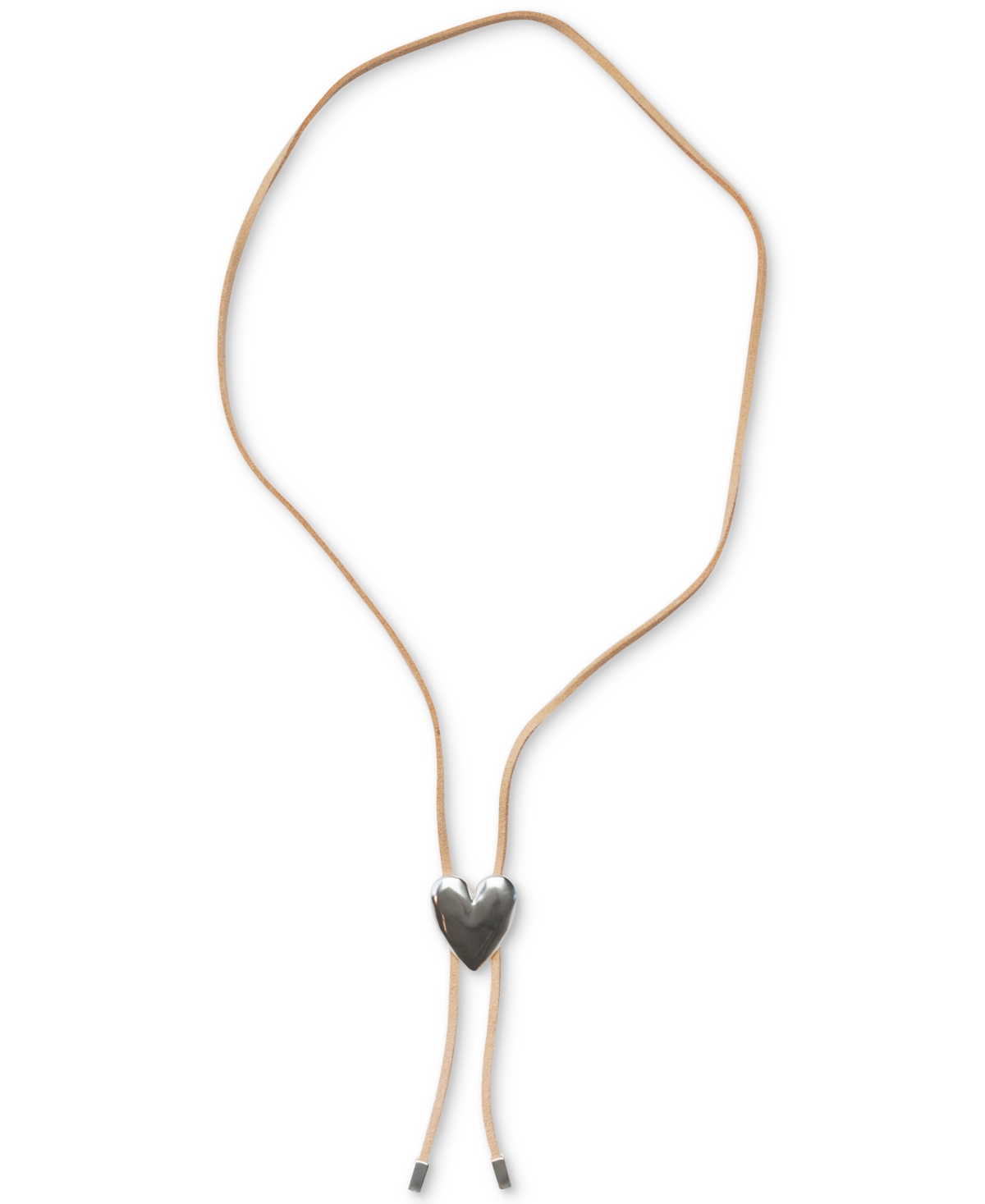 Shop Lucky Brand Silver-tone Leather Heart Bolo Necklace, 35"