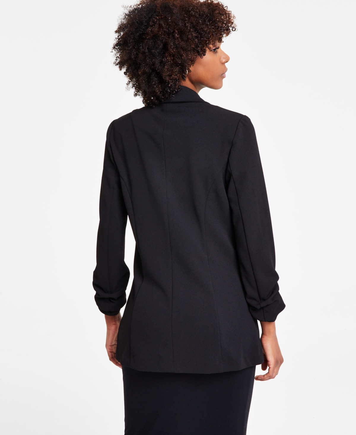 Bar Iii Petite Solid Notched-Collar Ruched-Sleeve Blazer, Created for Macy's