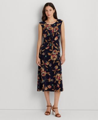 Ralph Lauren☆ Floral TwistFront Stretch Jersey Dress ワンピ Lauren Ralph Lauren Women's Floral Twist-Front Stretch