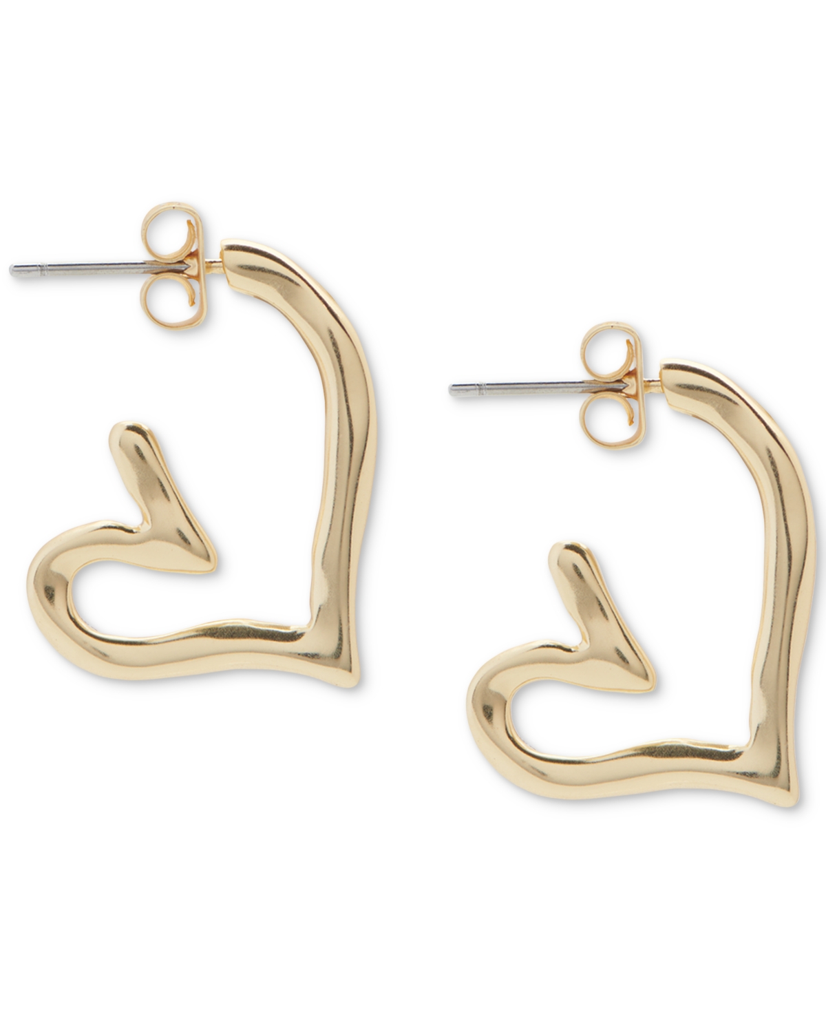 Shop Lucky Brand Gold-tone Small Open Heart Hoop Earrings