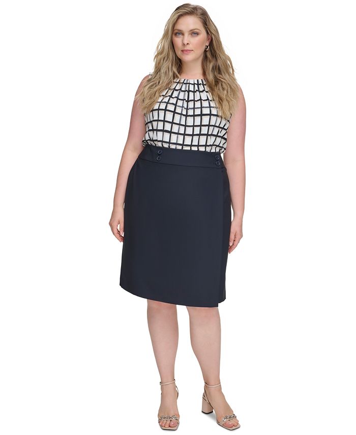 Plus size stretch midi skirt hot sale