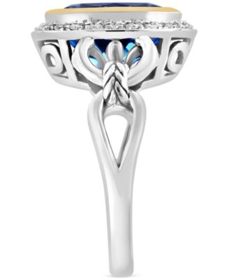 EFFY&reg; Blue Topaz (5-7/8 ct. t.w.) & Diamond (1/10 ct. t.w.) in Sterling Silver & 18k Gold-Plate