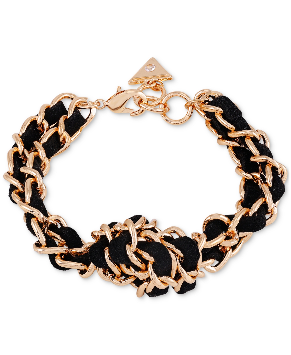 Guess Gold-tone Imitation Suede Woven Link Bracelet