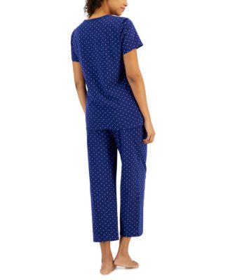 Women's 2-Piece Cotton Printed Cropped Pajama set