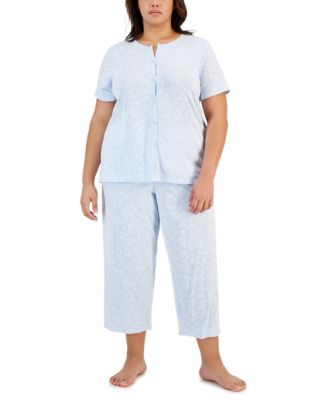 Plus Size 2-Pc. Cotton Cropped Pajamas Set, Created for Macy's