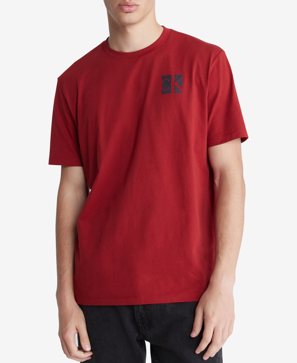 Calvin Klein Men's Short Sleeve Crewneck Crackled Logo Graphic T-shirt In Sun Dried Tomato