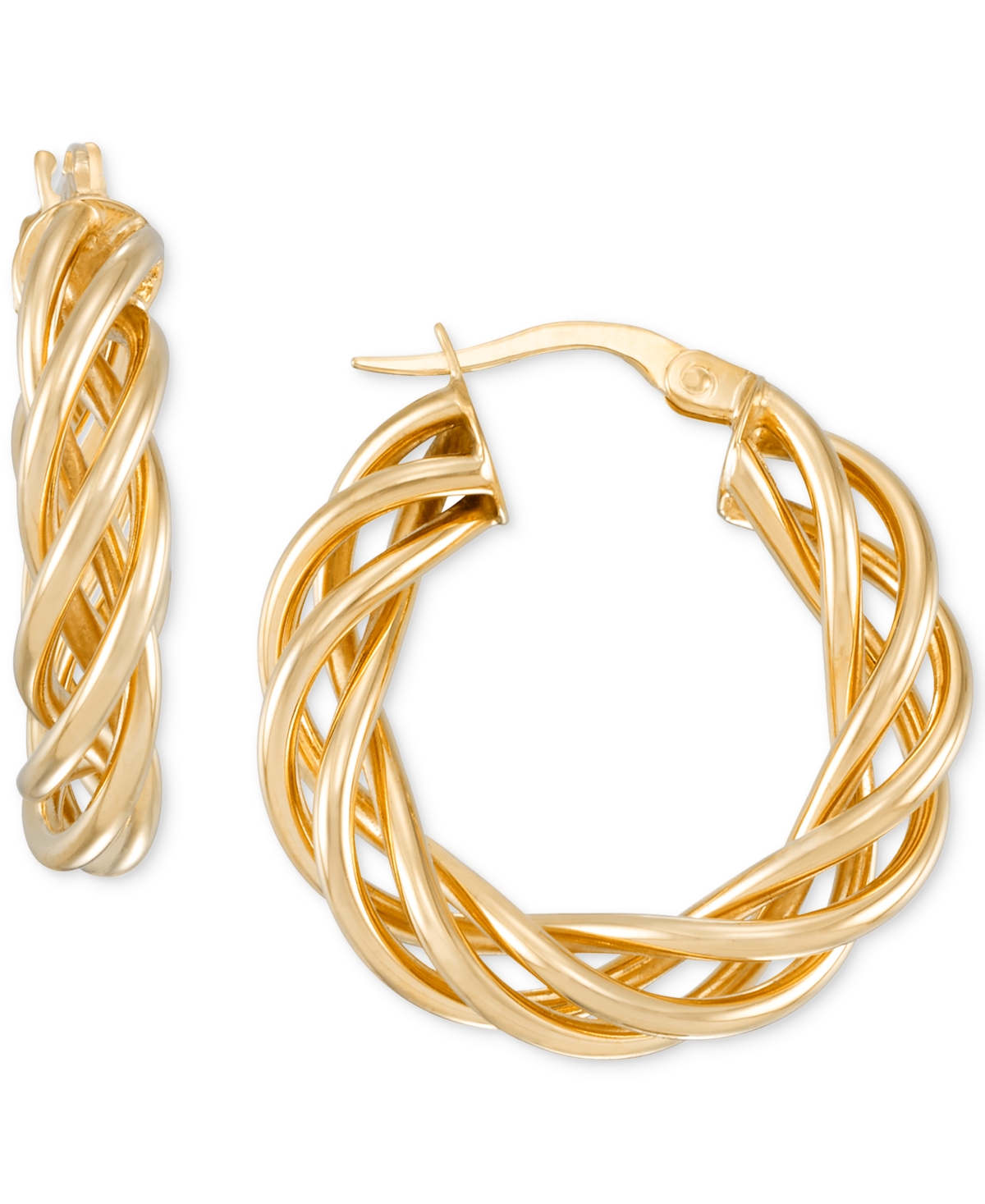Macy's Polished Open Weave Small Hoop Earrings In 14k Gold, 25mm In Yellow Gold