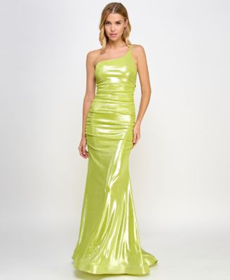 B Darlin Juniors' Metallic One-Shoulder Gown - Macy's