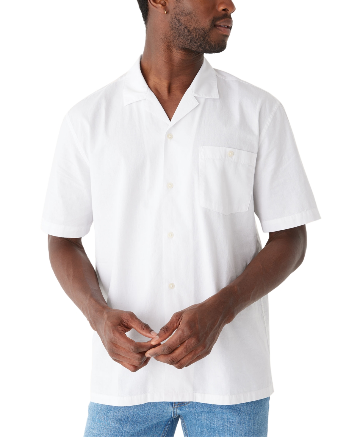 Men's Solid-Color Short-Sleeve Camp Shirt - Bright White