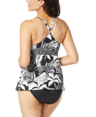 Shop Coco Reef Womens Sublime Printed Bra Sized Tankini Top  Ruched Hipster Bikini Bottoms In Black