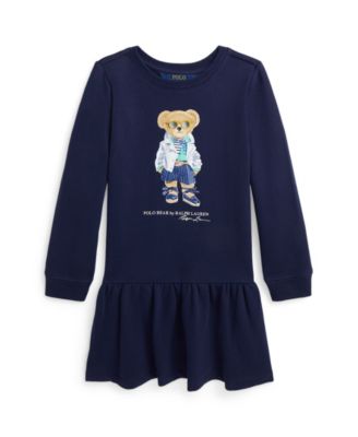 폴로 랄프로렌 Polo Ralph Lauren Toddler and Little Girls Polo Bear Fleece Dress,Newport Navy