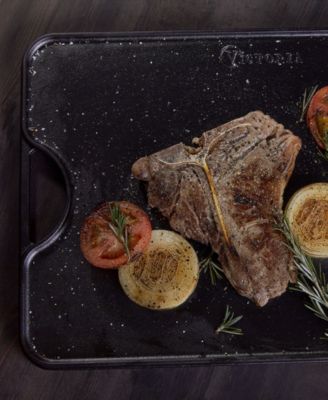 Large Rectangular Reversible Cast Iron Griddle, Solid, 20" x 14", Seasoned