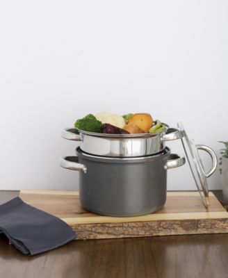 Hard Anodized Aluminum 4-Qt. Multi Cooker with Glass Lid & Steam Tray