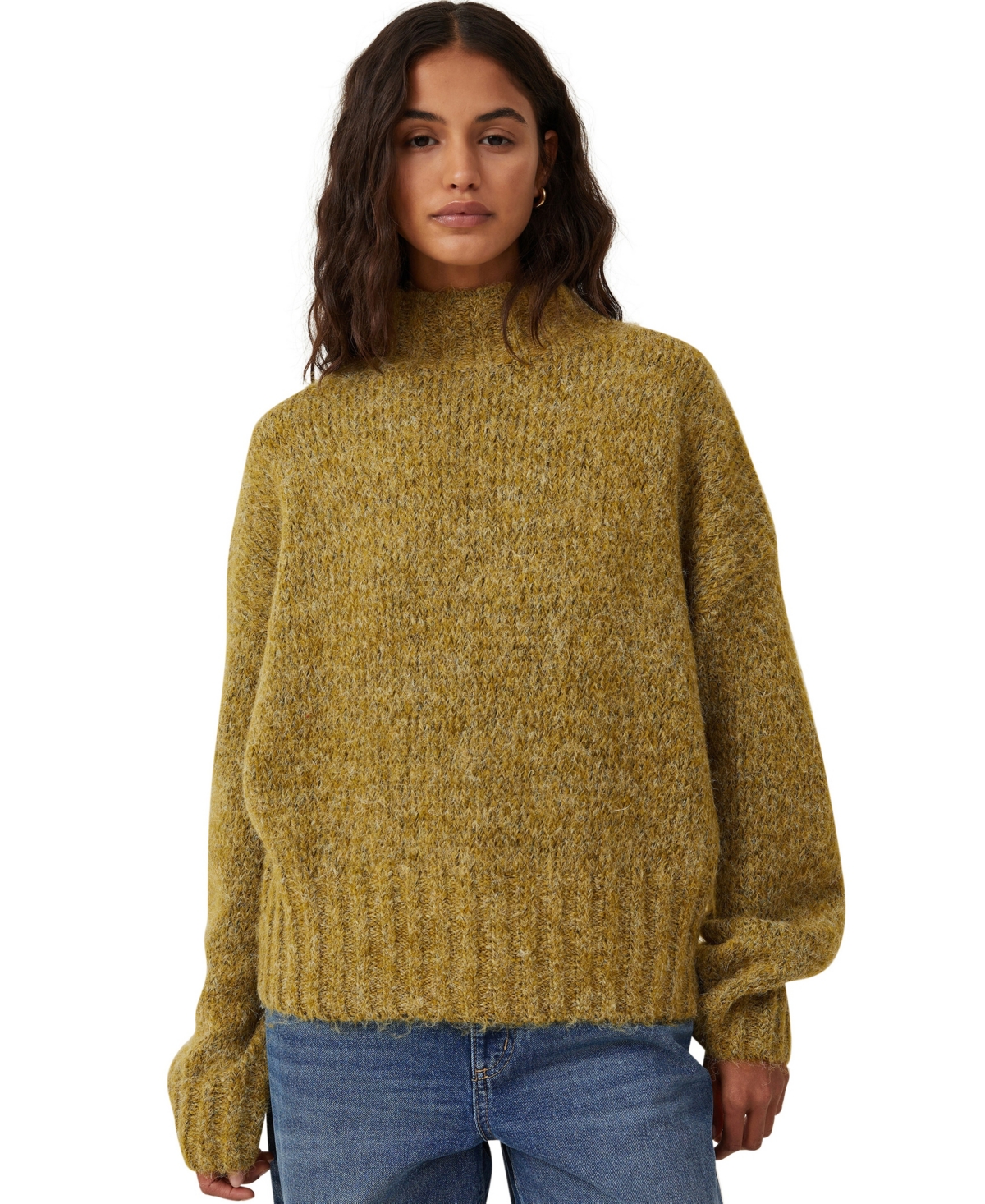 Cotton On Women's Luxe Mock Neck Pullover Sweater In Olive Leaf
